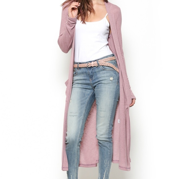 HP🎉Dusty Rose Longline rib lightweight cardigan - Picture 4 of 8